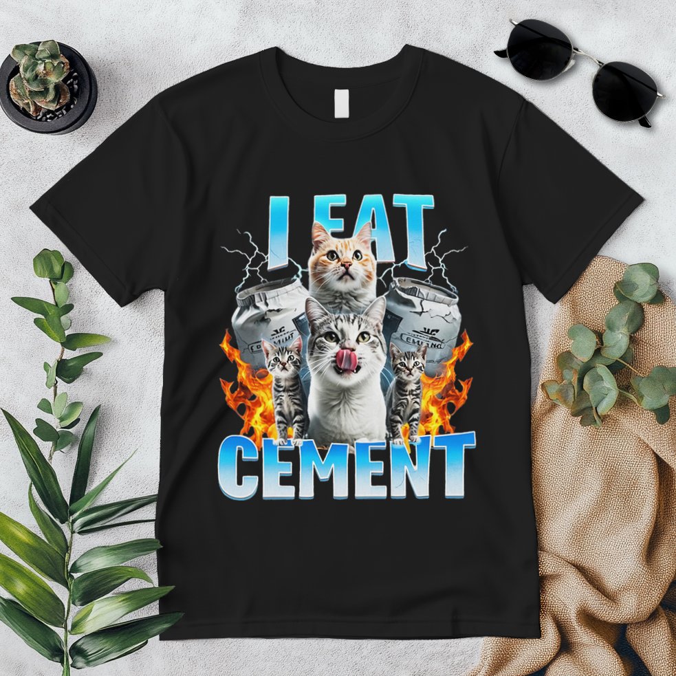 I Eat Cement Cursed Cat Funny Oddly Specific Dank Meme Premium T-Shirt