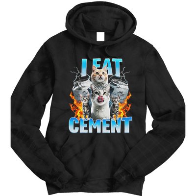 I Eat Cement Cursed Cat Funny Oddly Specific Dank Meme Tie Dye Hoodie
