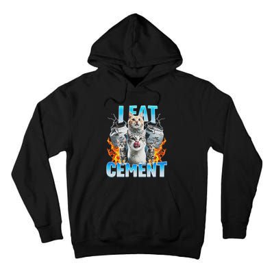 I Eat Cement Cursed Cat Funny Oddly Specific Dank Meme Tall Hoodie