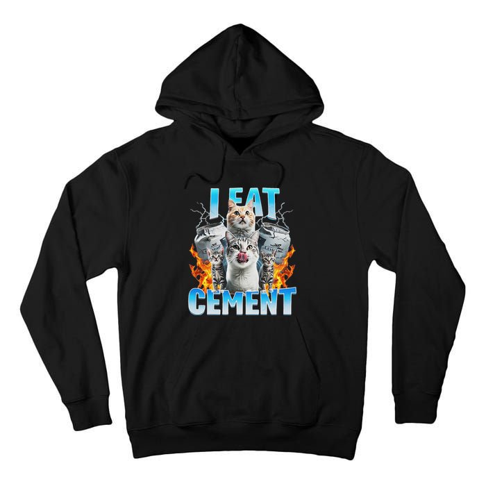 I Eat Cement Cursed Cat Funny Oddly Specific Dank Meme Tall Hoodie