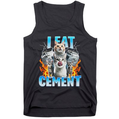I Eat Cement Cursed Cat Funny Oddly Specific Dank Meme Tank Top