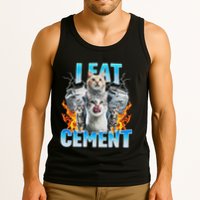 I Eat Cement Cursed Cat Funny Oddly Specific Dank Meme Tank Top