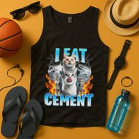 I Eat Cement Cursed Cat Funny Oddly Specific Dank Meme Tank Top