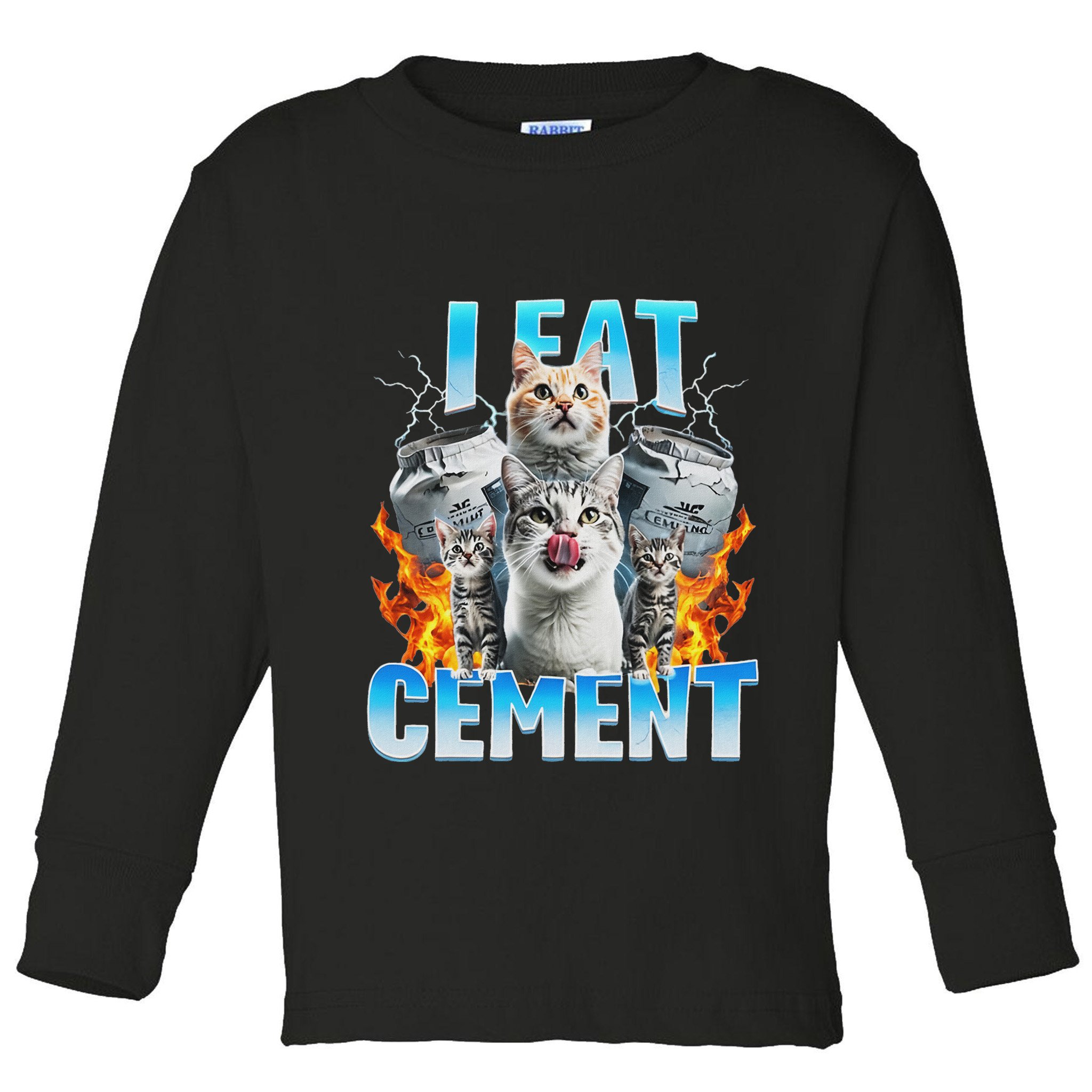 I Eat Cement Cursed Cat Funny Oddly Specific Dank Meme Toddler Long Sleeve Shirt