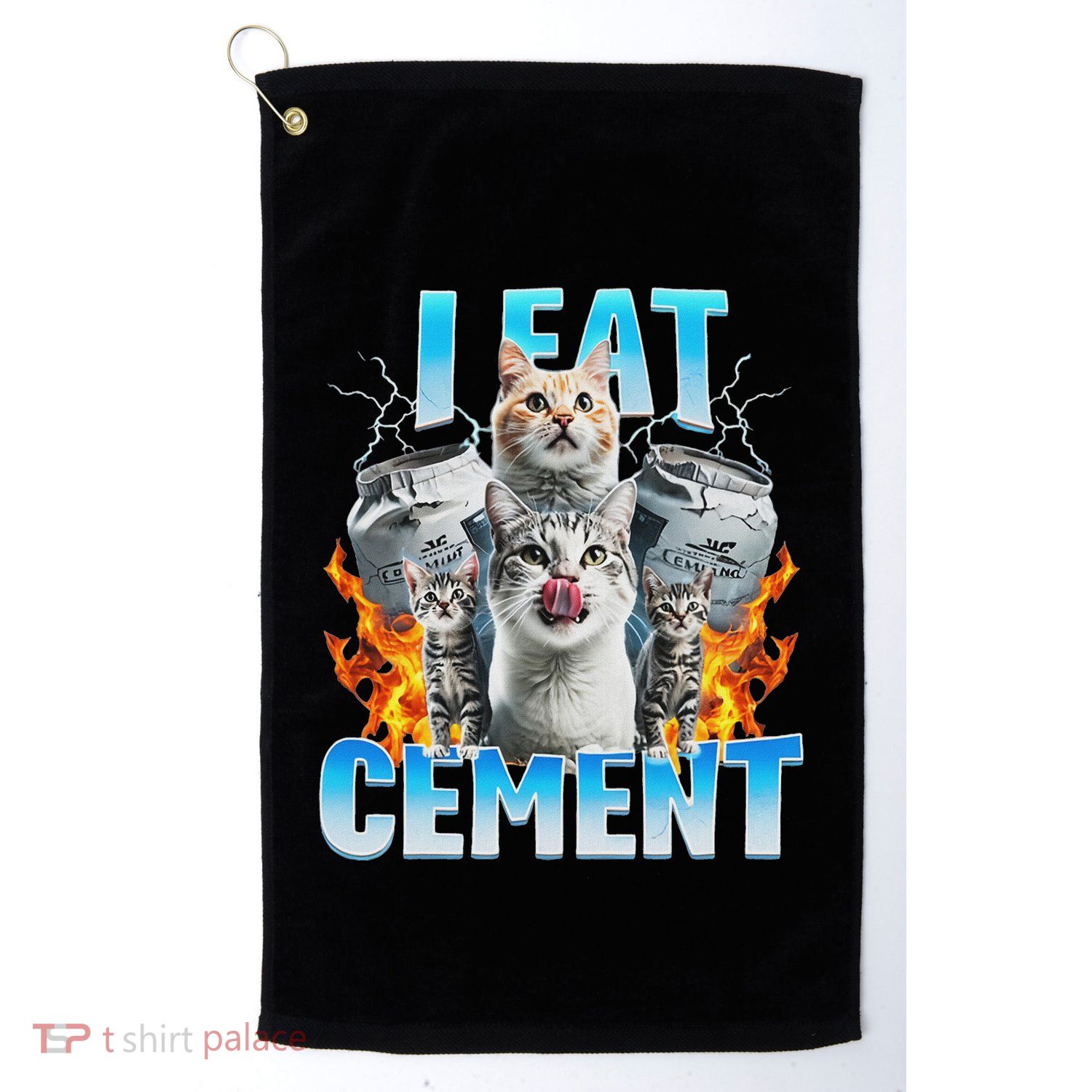 I Eat Cement Cursed Cat Funny Oddly Specific Dank Meme Golf Towel