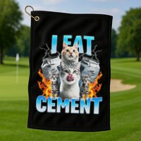 I Eat Cement Cursed Cat Funny Oddly Specific Dank Meme Golf Towel