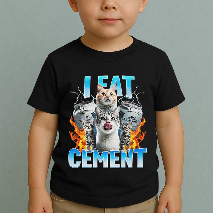 I Eat Cement Cursed Cat Funny Oddly Specific Dank Meme Toddler T-Shirt