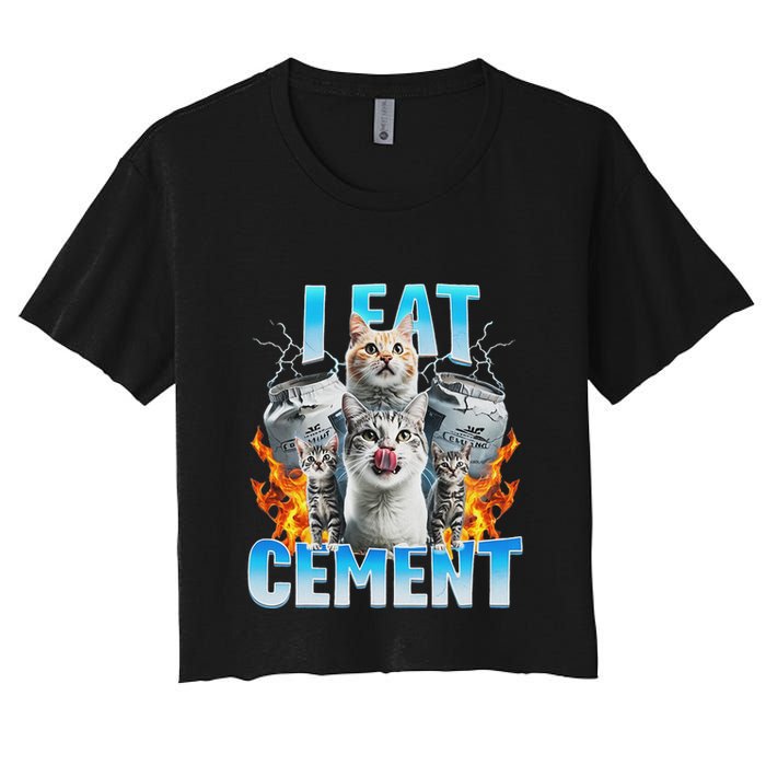 I Eat Cement Cursed Cat Funny Oddly Specific Dank Meme Crop Top