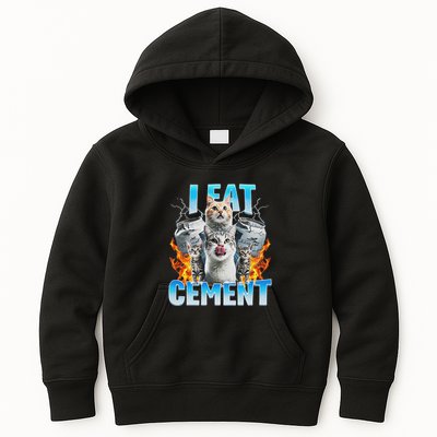 I Eat Cement Cursed Cat Funny Oddly Specific Dank Meme Kids Hoodie