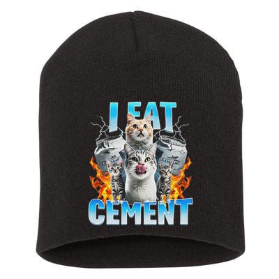 I Eat Cement Cursed Cat Funny Oddly Specific Dank Meme Short Acrylic Beanie