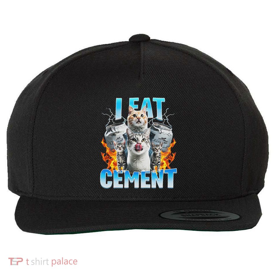 I Eat Cement Cursed Cat Funny Oddly Specific Dank Meme Wool Snapback Cap