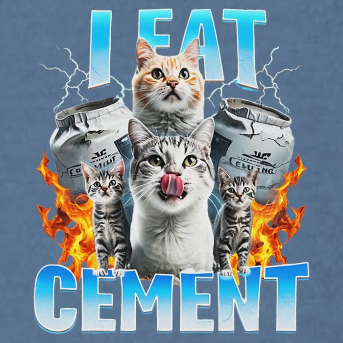 I Eat Cement Cursed Cat Funny Oddly Specific Dank Meme Garment-Dyed Sweatshirt