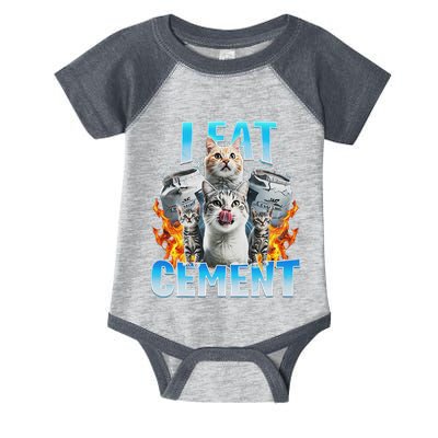 I Eat Cement Cursed Cat Funny Oddly Specific Dank Meme Infant Baby Jersey Bodysuit