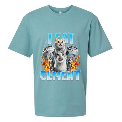 I Eat Cement Cursed Cat Funny Oddly Specific Dank Meme Sueded Cloud Jersey T-Shirt