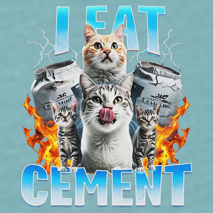 I Eat Cement Cursed Cat Funny Oddly Specific Dank Meme Sueded Cloud Jersey T-Shirt