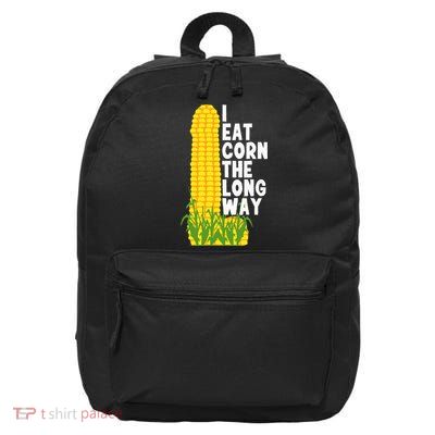 I Eat Corn The Long Way Funny 16 in Basic Backpack
