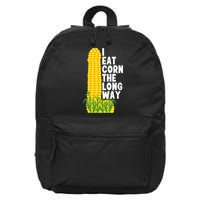 I Eat Corn The Long Way Funny 16 in Basic Backpack
