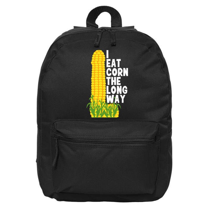 I Eat Corn The Long Way Funny 16 in Basic Backpack