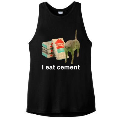 I Eat Cement Cursed Cat Funny Oddly Specific Meme Ladies PosiCharge Tri-Blend Wicking Tank