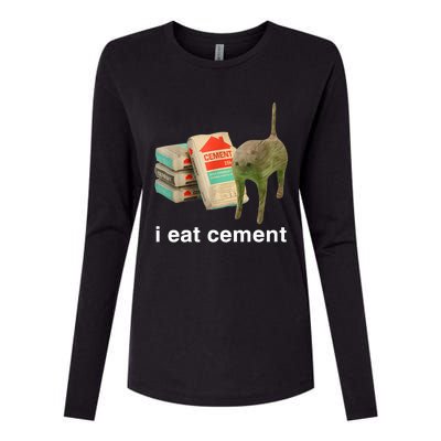 I Eat Cement Cursed Cat Funny Oddly Specific Meme Womens Cotton Relaxed Long Sleeve T-Shirt