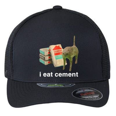 I Eat Cement Cursed Cat Funny Oddly Specific Meme Flexfit Unipanel Trucker Cap