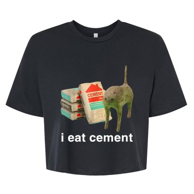 I Eat Cement Cursed Cat Funny Oddly Specific Meme Bella+Canvas Jersey Crop Tee