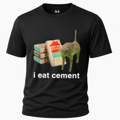 I Eat Cement Cursed Cat Funny Oddly Specific Meme Performance Shirt