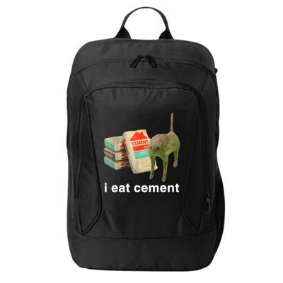 I Eat Cement Cursed Cat Funny Oddly Specific Meme City Backpack