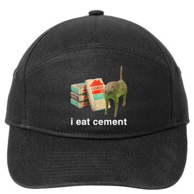 I Eat Cement Cursed Cat Funny Oddly Specific Meme 7-Panel Snapback Hat