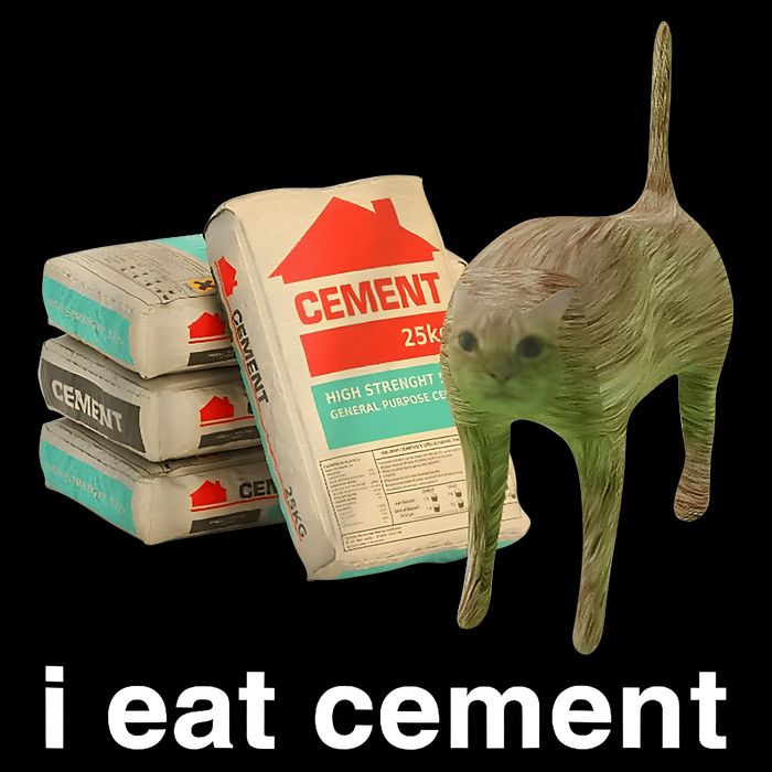 I Eat Cement Cursed Cat Funny Oddly Specific Meme Drawstring Bag