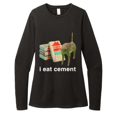 I Eat Cement Cursed Cat Funny Oddly Specific Meme Womens CVC Long Sleeve Shirt