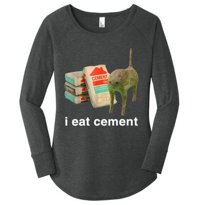 I Eat Cement Cursed Cat Funny Oddly Specific Meme Women's Perfect Tri Tunic Long Sleeve Shirt