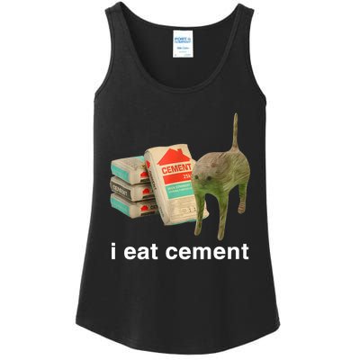 I Eat Cement Cursed Cat Funny Oddly Specific Meme Ladies Essential Tank