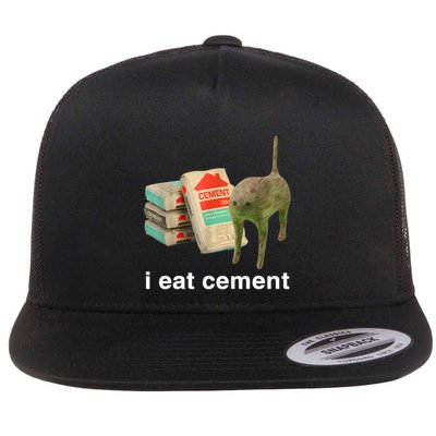 I Eat Cement Cursed Cat Funny Oddly Specific Meme Flatbill Hat