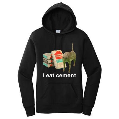 I Eat Cement Cursed Cat Funny Oddly Specific Meme Women's Pullover Hoodie