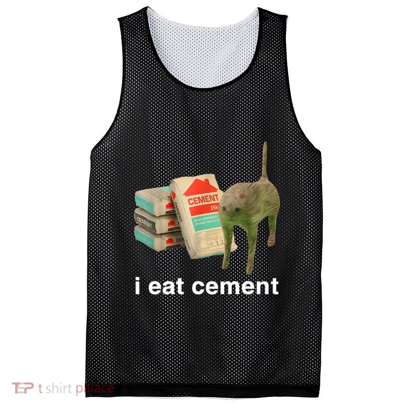 I Eat Cement Cursed Cat Funny Oddly Specific Meme Mesh Reversible Basketball Jersey Tank