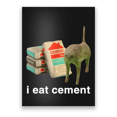 I Eat Cement Cursed Cat Funny Oddly Specific Meme Poster