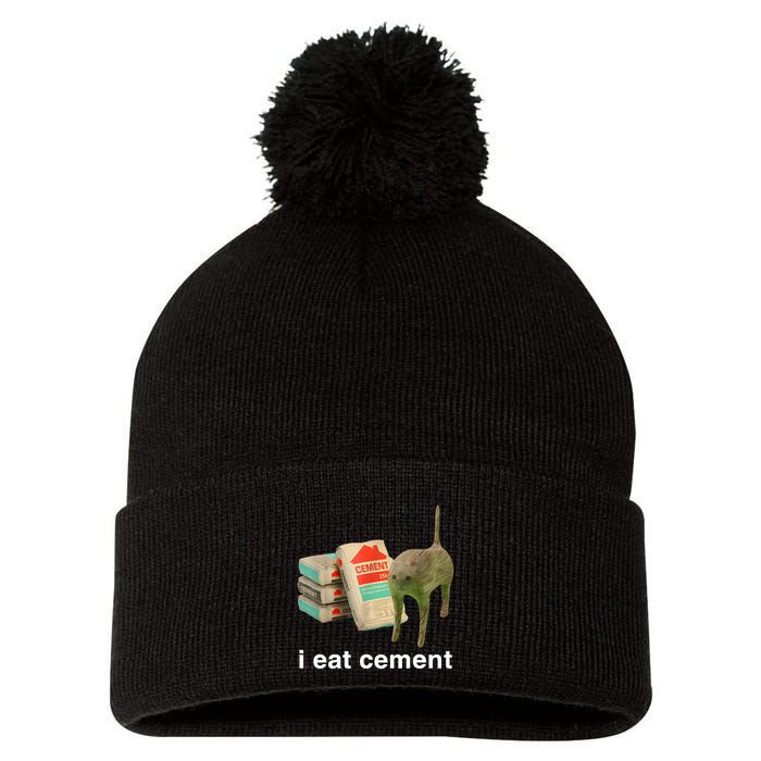 I Eat Cement Cursed Cat Funny Oddly Specific Meme Pom Pom 12in Knit Beanie