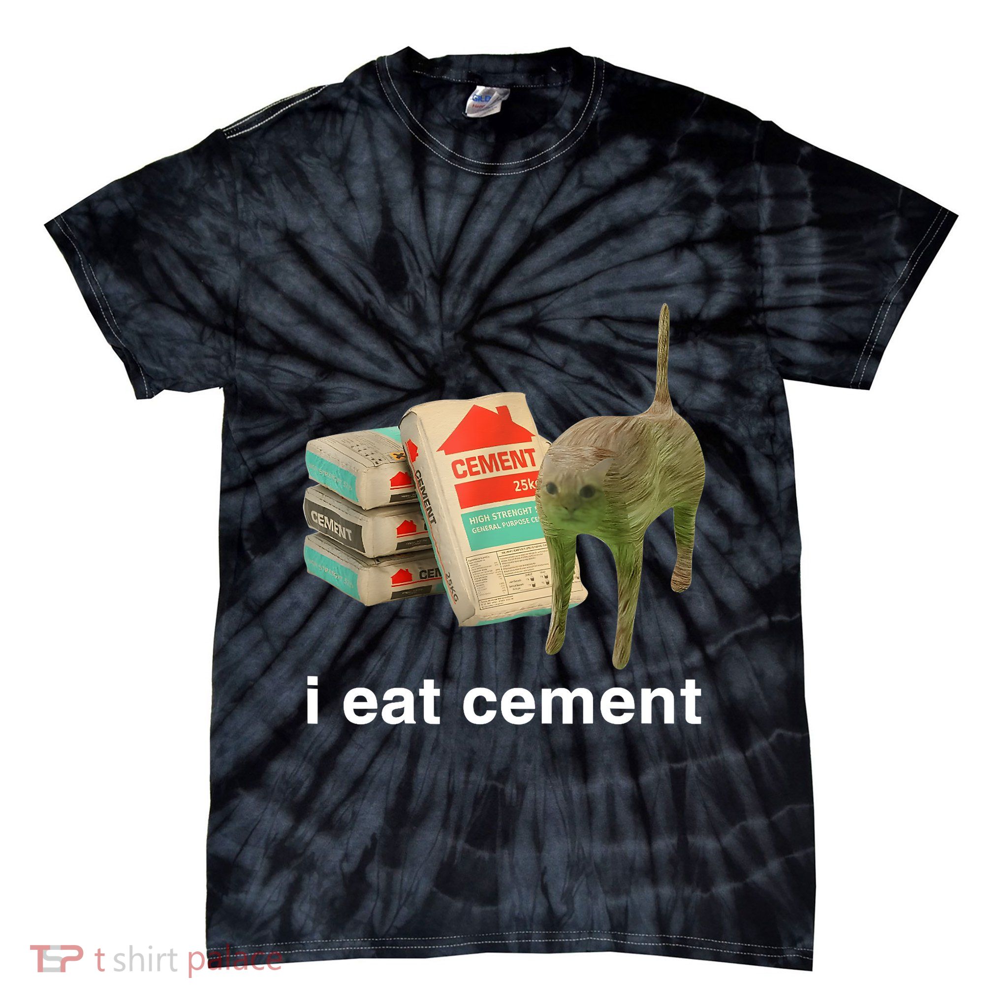 I Eat Cement Cursed Cat Funny Oddly Specific Meme Tie-Dye T-Shirt