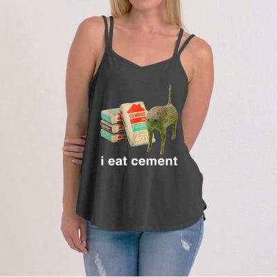 I Eat Cement Cursed Cat Funny Oddly Specific Meme Women's Strappy Tank