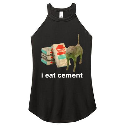 I Eat Cement Cursed Cat Funny Oddly Specific Meme Women's Perfect Tri Rocker Tank