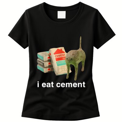 I Eat Cement Cursed Cat Funny Oddly Specific Meme Womens T-Shirt