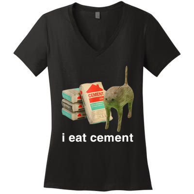 I Eat Cement Cursed Cat Funny Oddly Specific Meme Women's V-Neck T-Shirt