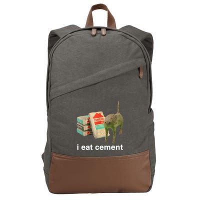 I Eat Cement Cursed Cat Funny Oddly Specific Meme Cotton Canvas Backpack