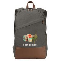 I Eat Cement Cursed Cat Funny Oddly Specific Meme Cotton Canvas Backpack