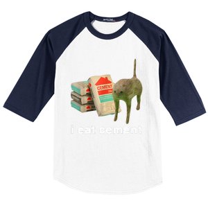 I Eat Cement Cursed Cat Funny Oddly Specific Meme Baseball Sleeve Shirt