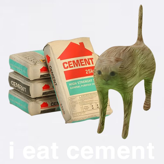 I Eat Cement Cursed Cat Funny Oddly Specific Meme Garment-Dyed Sweatshirt