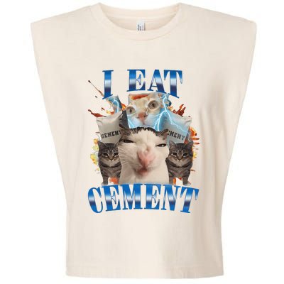 I Eat Cement Cursed Cat Funny Oddly Specific Dank Meme Garment-Dyed Women's Muscle Tee