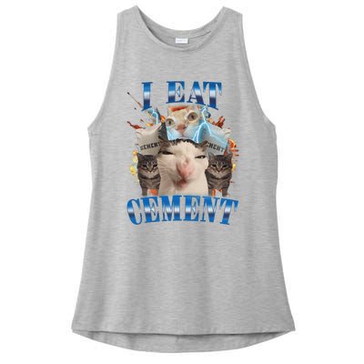 I Eat Cement Cursed Cat Funny Oddly Specific Dank Meme Ladies PosiCharge Tri-Blend Wicking Tank