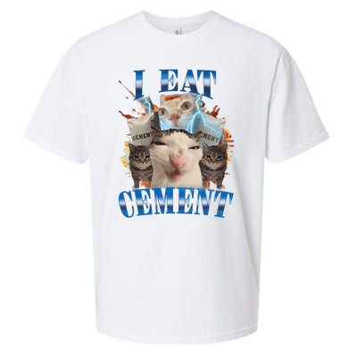 I Eat Cement Cursed Cat Funny Oddly Specific Dank Meme Sueded Cloud Jersey T-Shirt